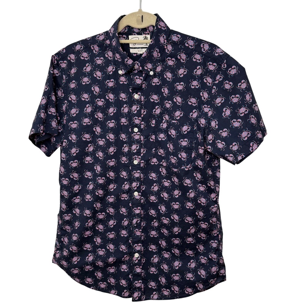 Bonobos Fit to Go Places Men's Crab Print Button Down Shirt Slim Fit Medium - Picture 2 of 7